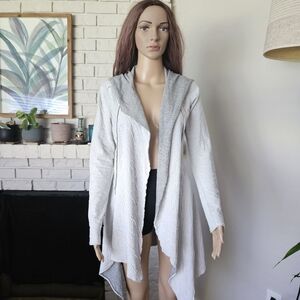 Cut Loose Gray Hooded Open Front Cardigan Assymetrical Long Line